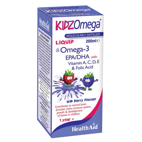 HealthAid KidzOmega Liquid - Omega-3 support for children's growth and development.