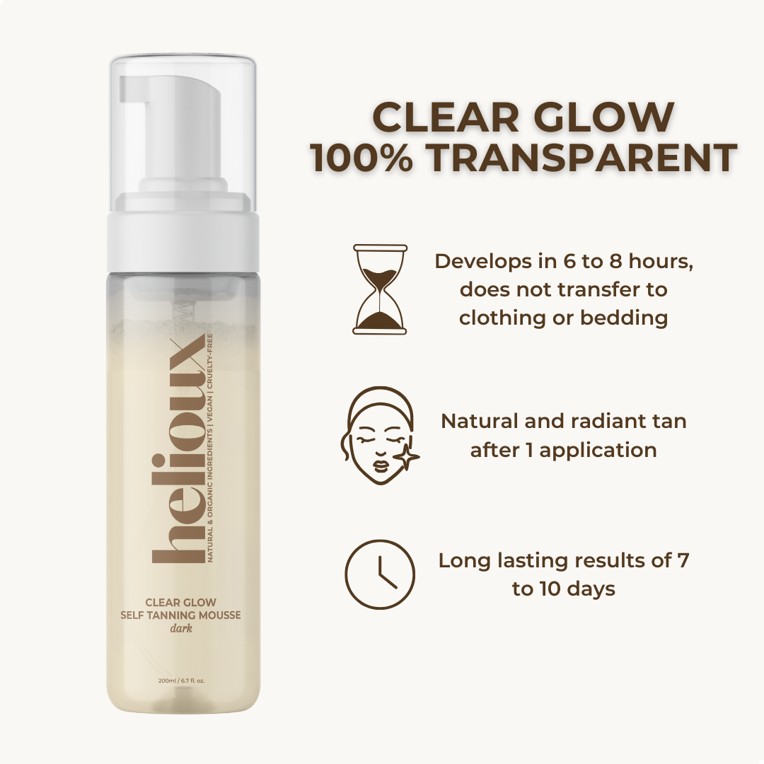 Helioux Self Tanner Mousse Transparent | Clear Glow Dark