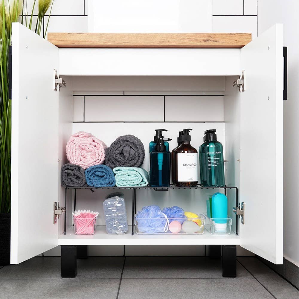 Kitchen Shelf Metal Black Sliding 34.5-48 cm 229106