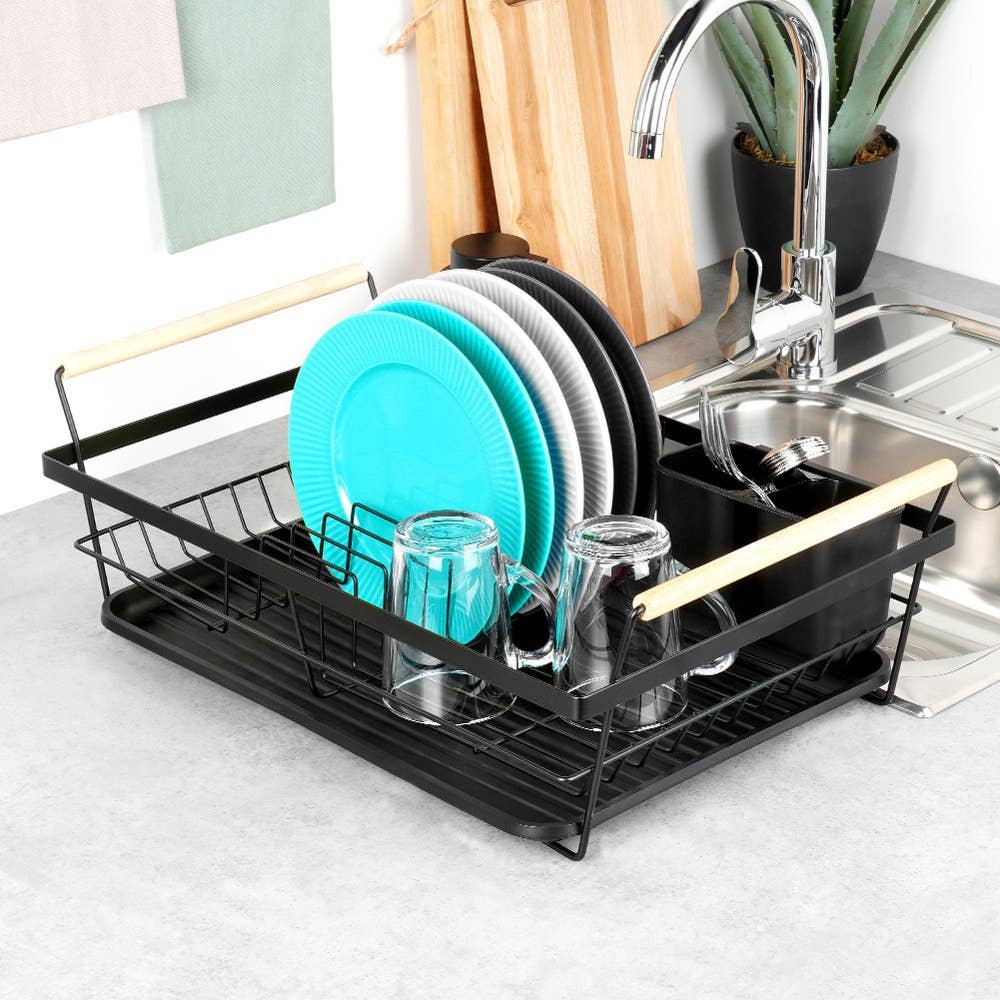 Dish Drainer Rack Black 50.5x33x18 cm 229189