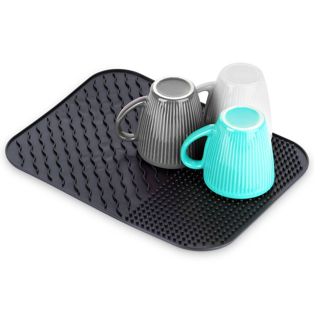 Dish Drying Mat Silicone Black 34x26.5 cm 229241