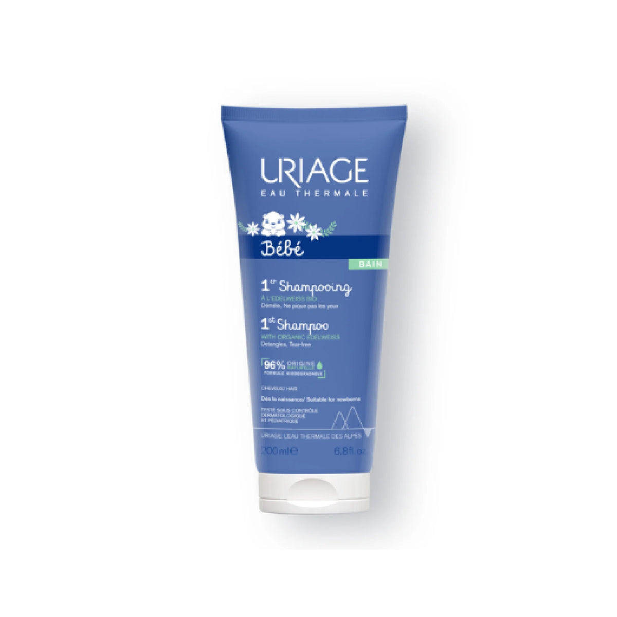 Uriage Baby 1st Shampoo for gentle cleansing of baby's hair and scalp.