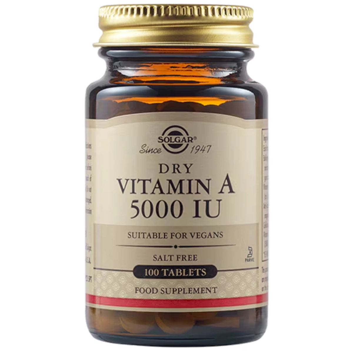 Solgar Dry Vitamin A 5000 IU - Supports vision, skin, and immune health.