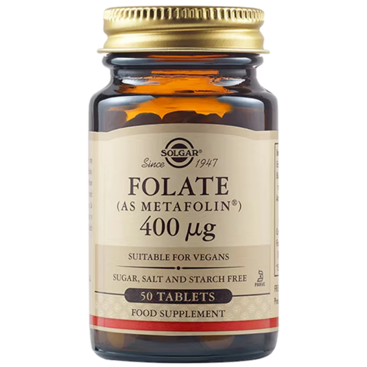Solgar Folate 400 µg - Supports homocysteine metabolism, blood formation, and reduces fatigue.