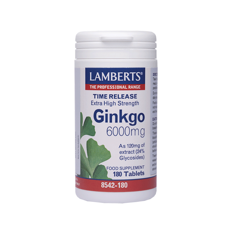  Lamberts Ginkgo 6000mg - Potent cognitive and circulatory support with high-strength Ginkgo Biloba extract.