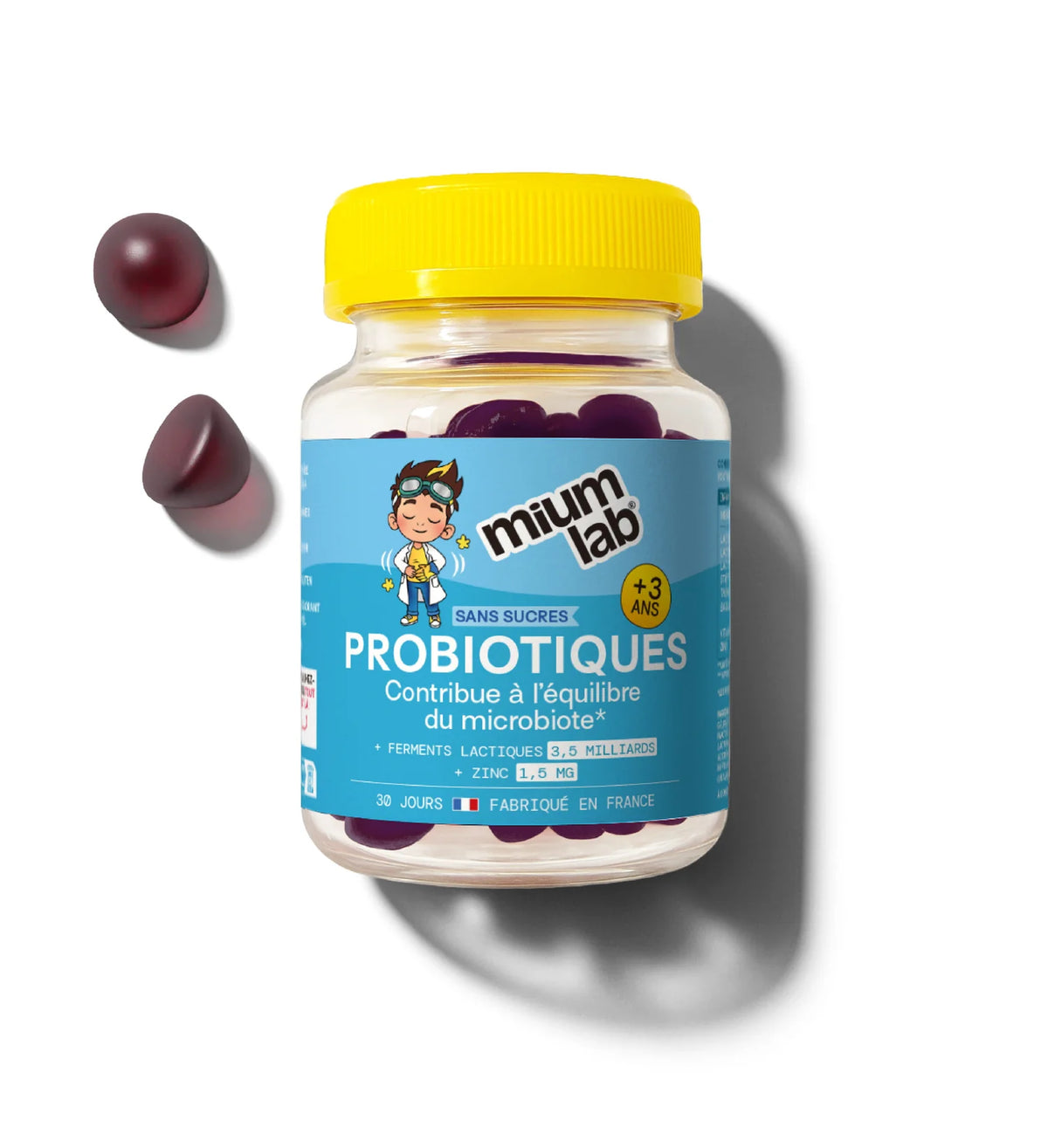 Mium Lab Probiotics Sugar-Free Gummies 30 Gummies | 3.5 Billion CFU & Zinc