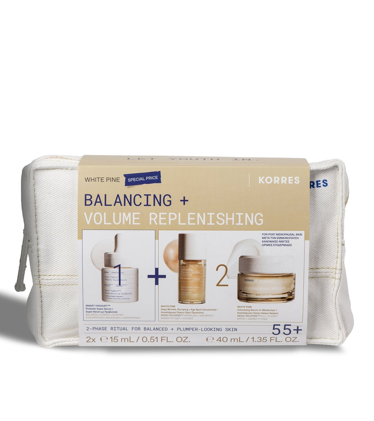 KORRES White Pine Balancing + Volume Replenishing Set 40ml + 15ml + 15ml