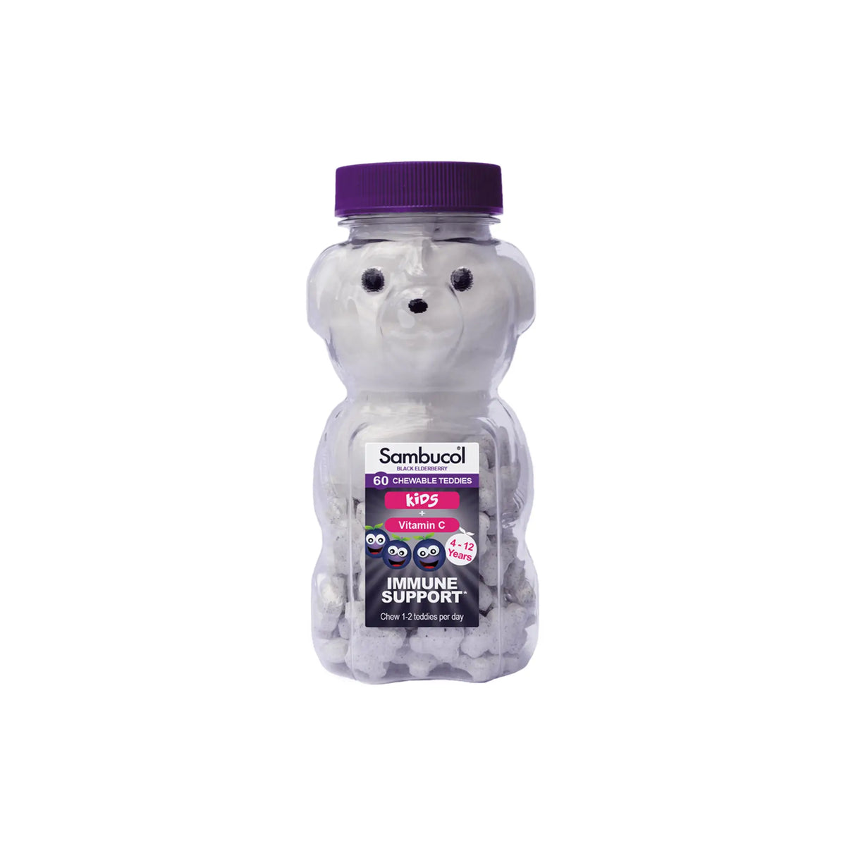 Sambucol Kids Teddies for children's immune support with black elderberry.