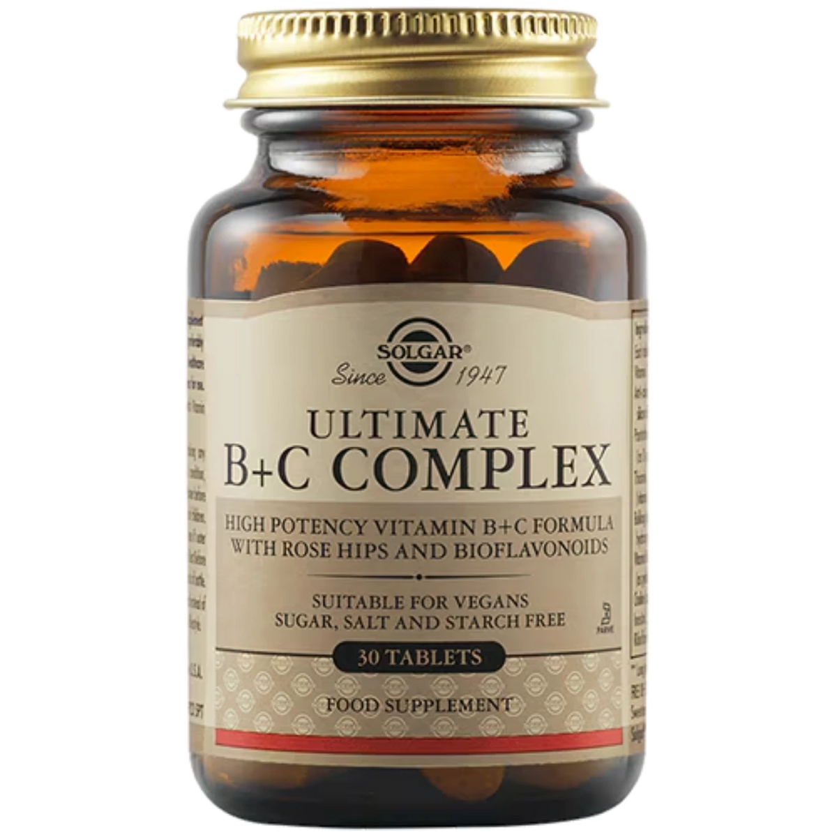 Solgar Ultimate B+C Complex Tablets - Comprehensive vitamin B and C support for energy and immune health.