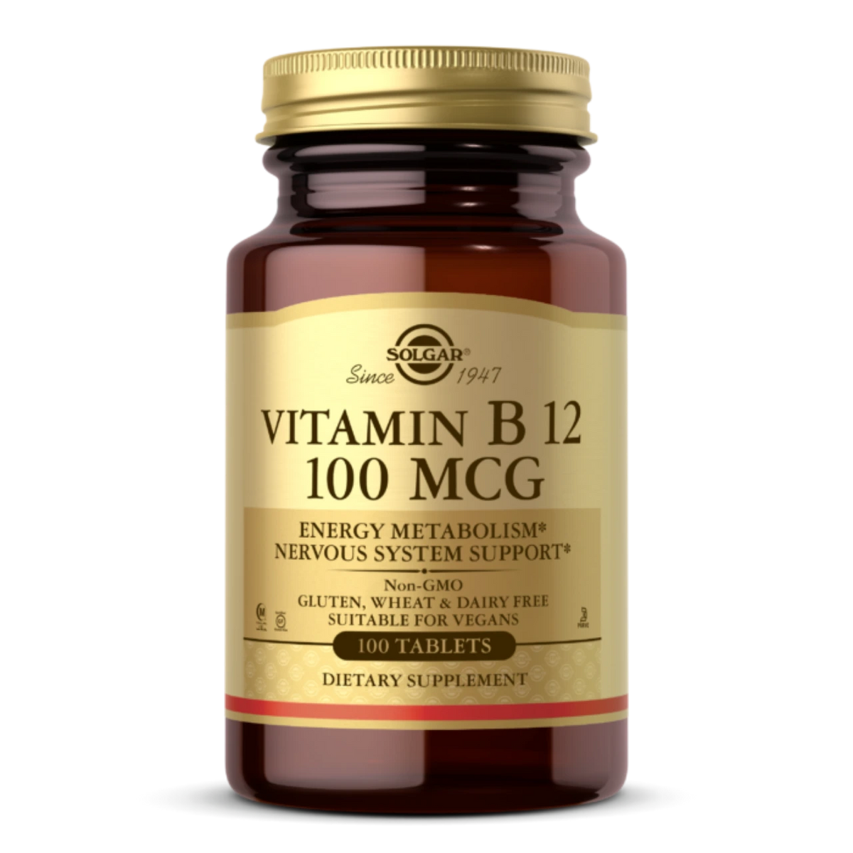 Solgar Vitamin B12 100 mcg - Supports energy and nervous system health.