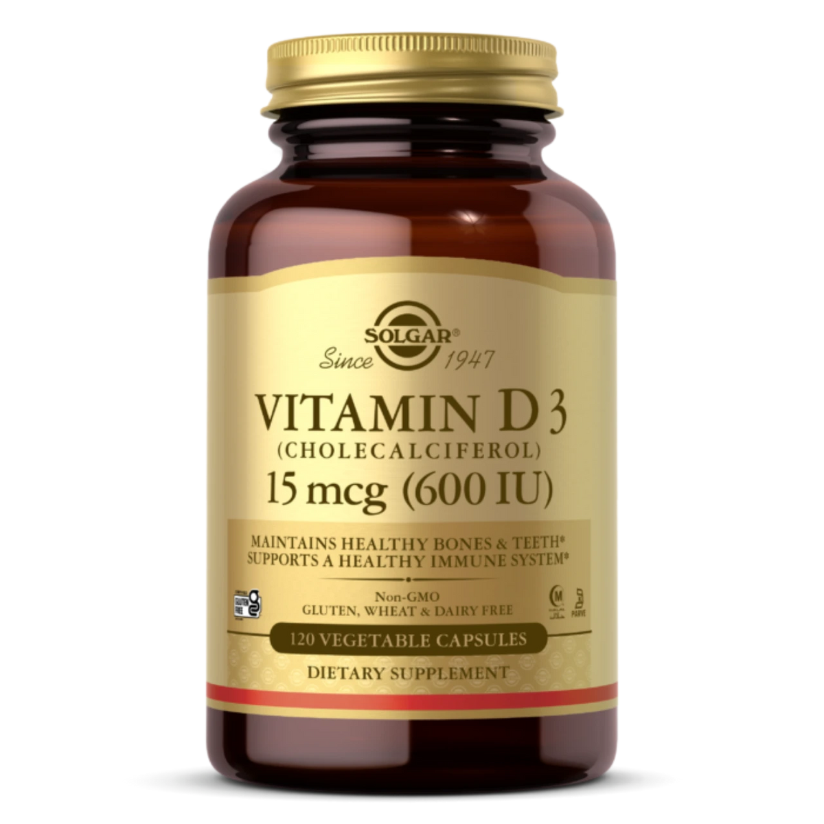 Solgar Vitamin D3 600 IU - Enhances bone health and immune function.