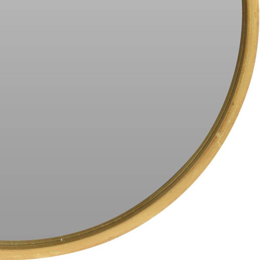 Wall Mirror Wooden Golden Round 50 cm 569198