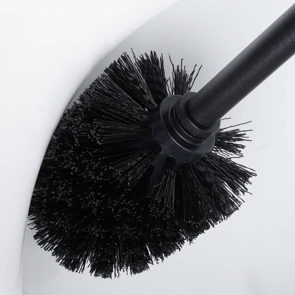 Toilet Brush with Stand Metal Black 38x10 cm 569962