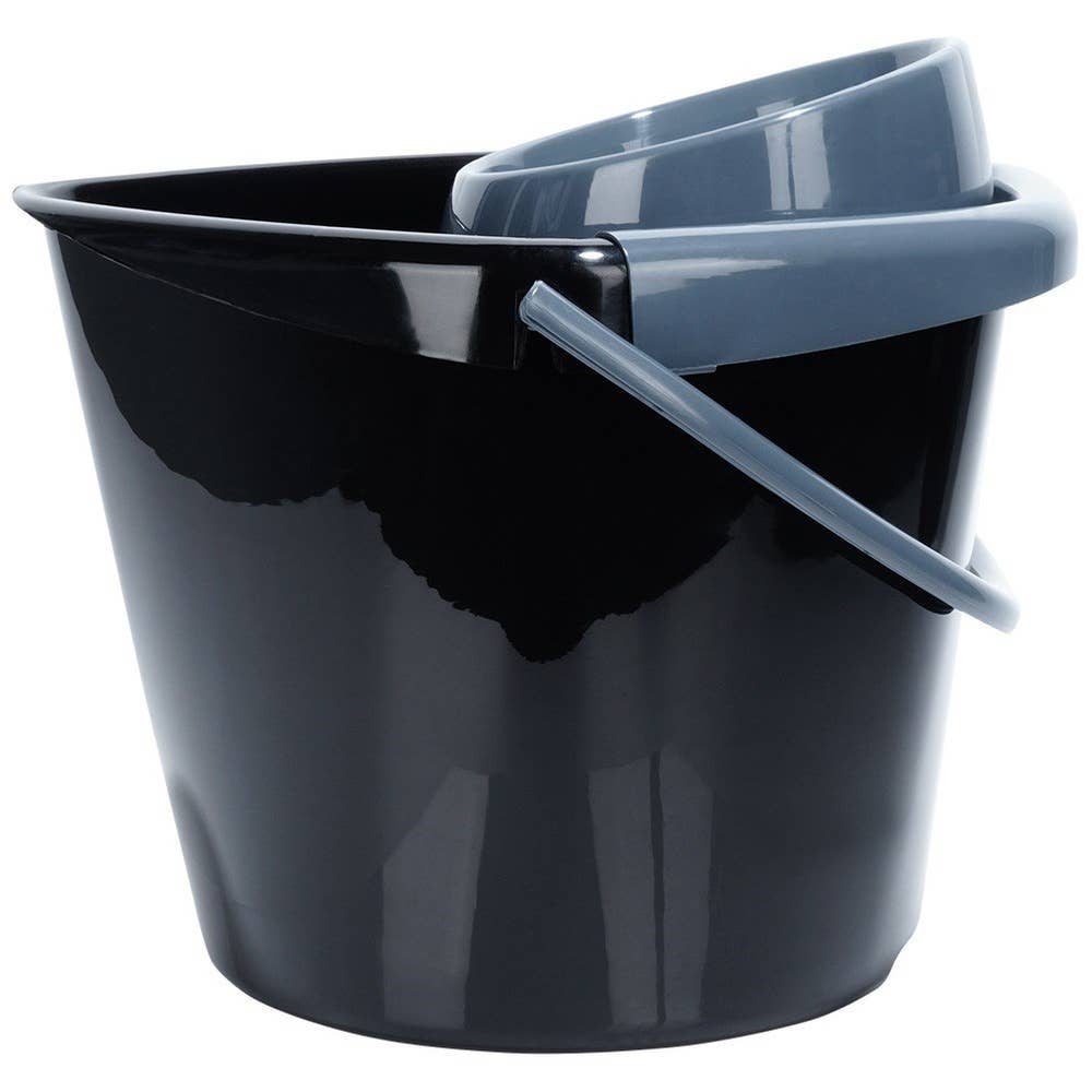 Mop Bucket with Squeezer Plastic Black 10 l 779081
