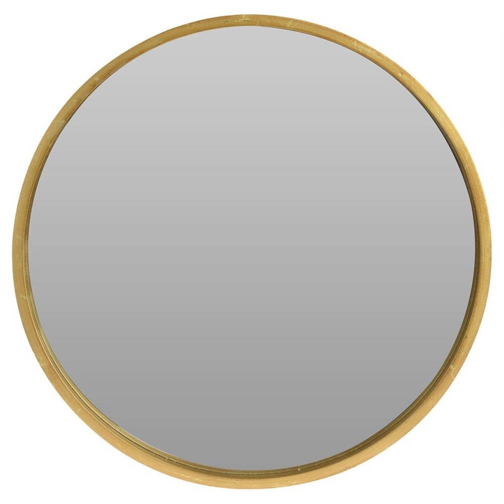 Wall Mirror Wooden Golden Round 50 cm 569198