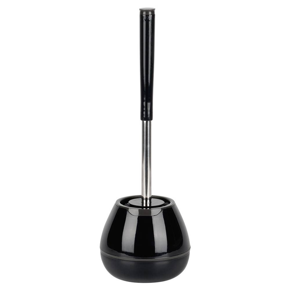 Toilet Brush Silicone with Stand and Tongs Black 42 cm
