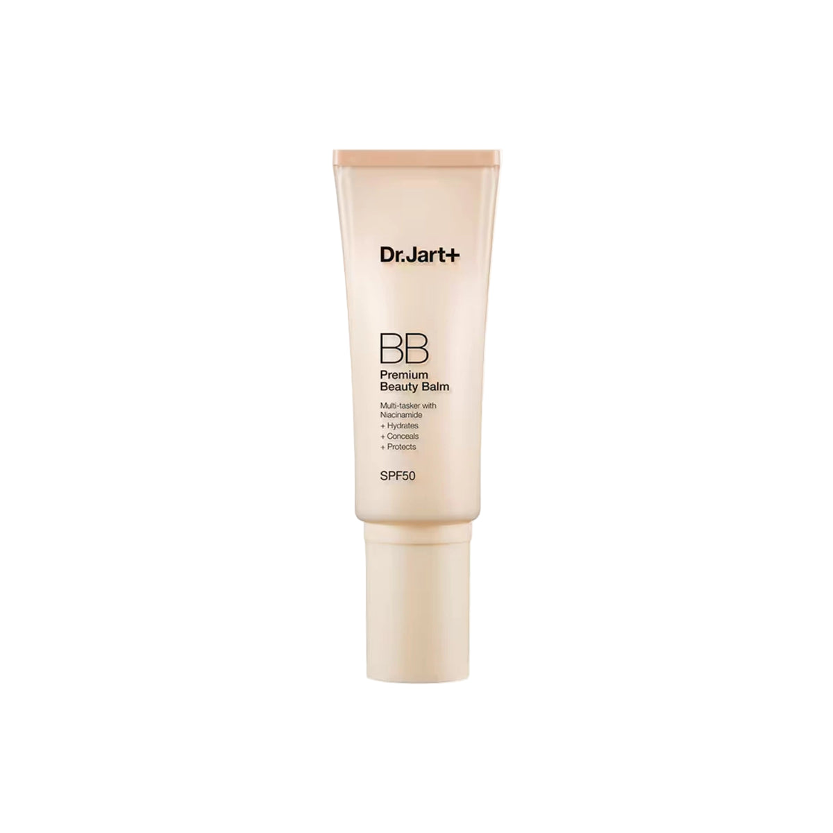 Dr. Jart+ Premium BB Beauty Balm SPF 50 – multitasking BB cream with skincare, makeup, and sun protection.