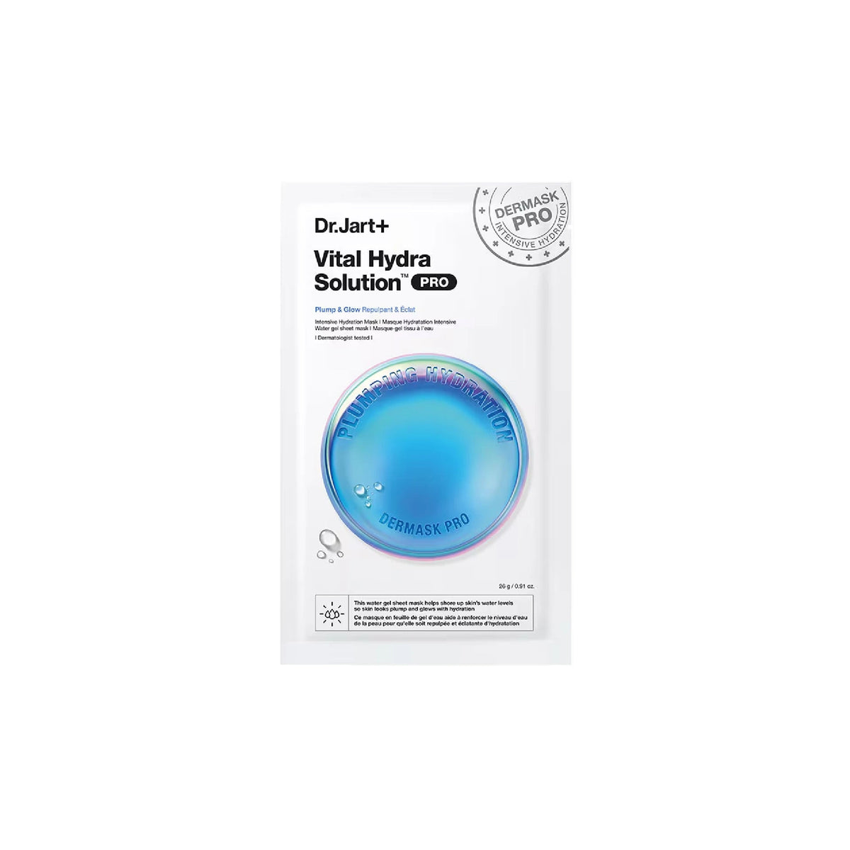 Dr. Jart+ Dermask Vital Hydra Solution – Hydrating sheet mask with Hyaluronic Acid, Pentavitin™ & SJC-GG for plump, radiant, and moisturised skin.