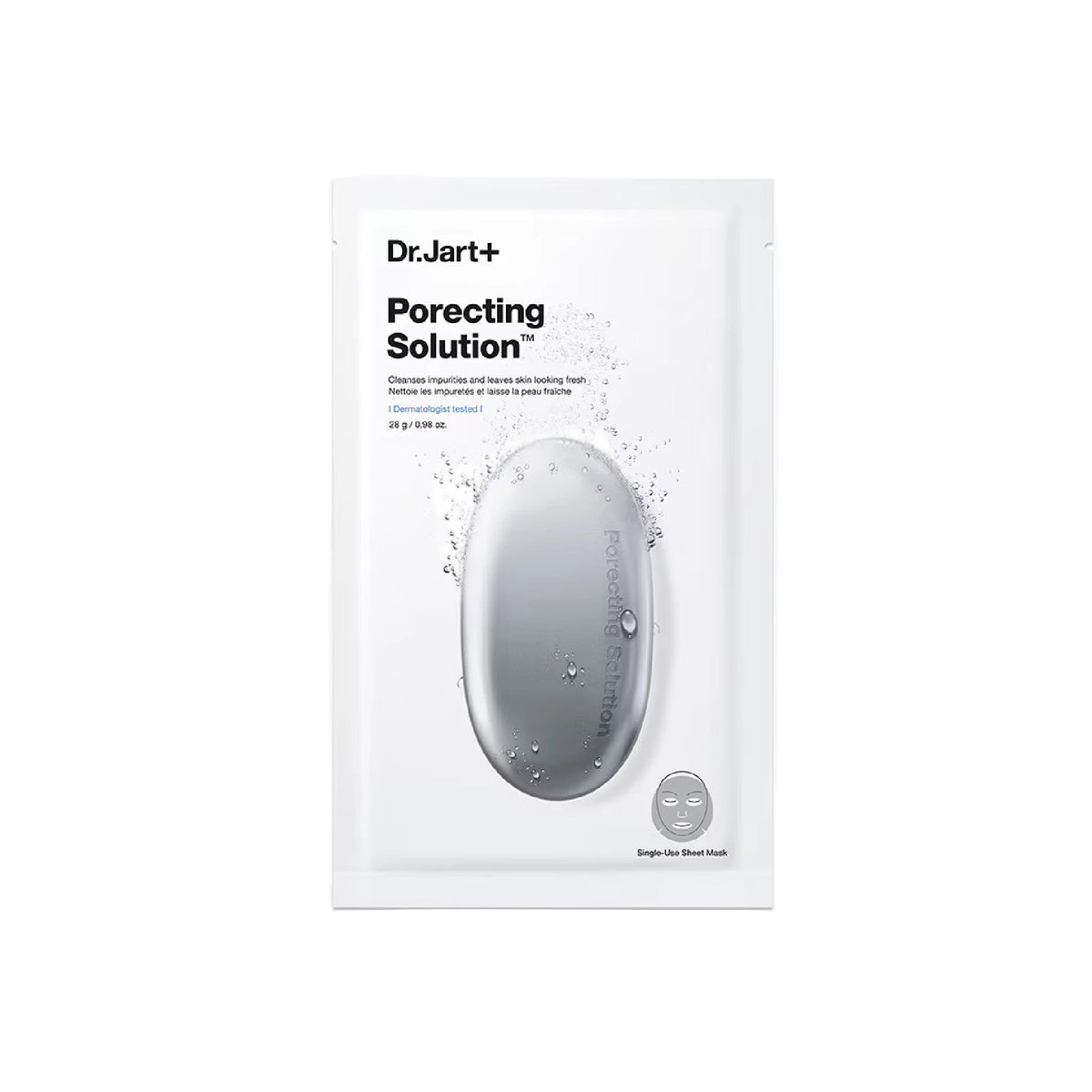 Dr. Jart+ Dermask Porecting Solution Face Mask – bubbling charcoal sheet mask for oily skin, pore tightening, and hydration.