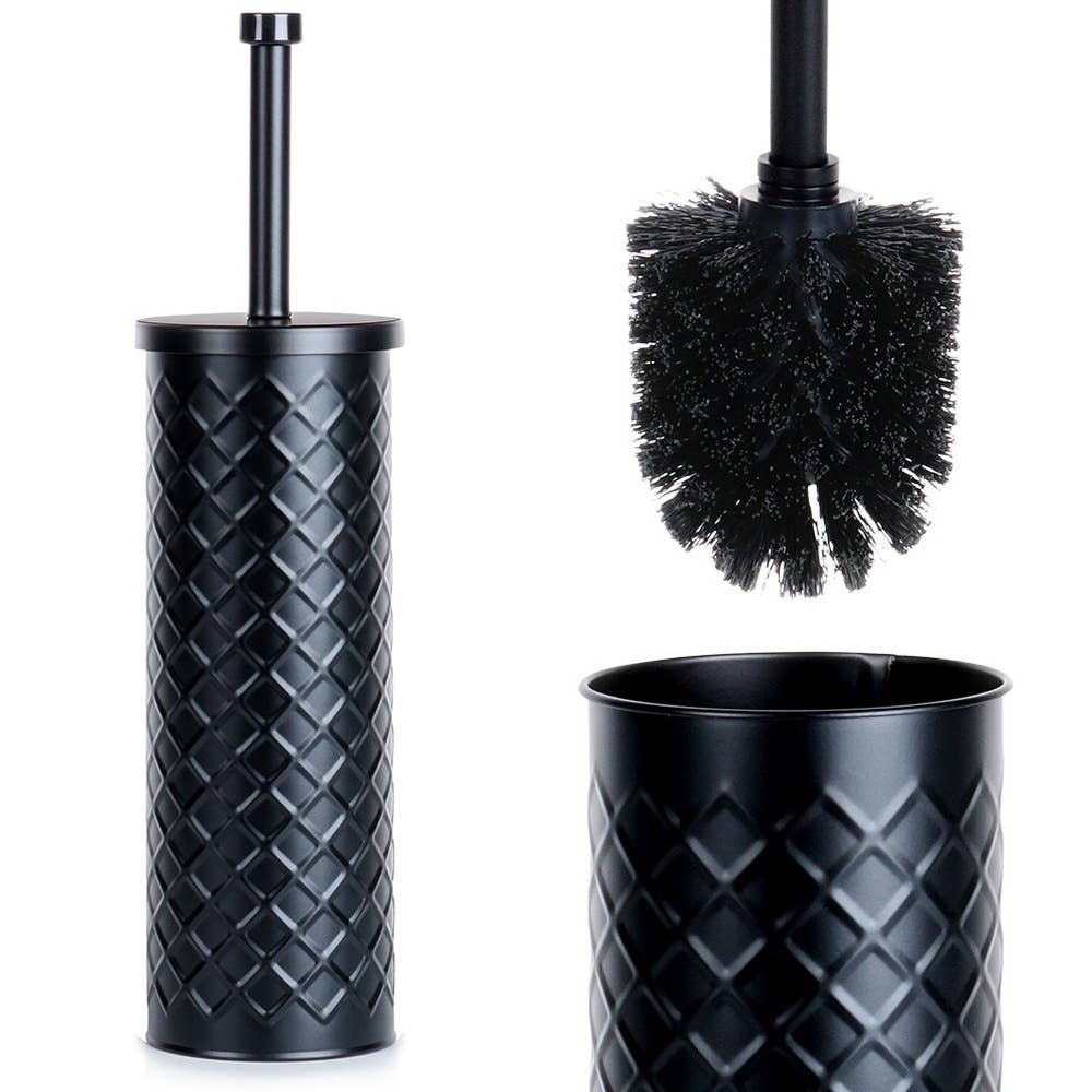 Toilet Brush with Stand Metal Black 38x10 cm 569962