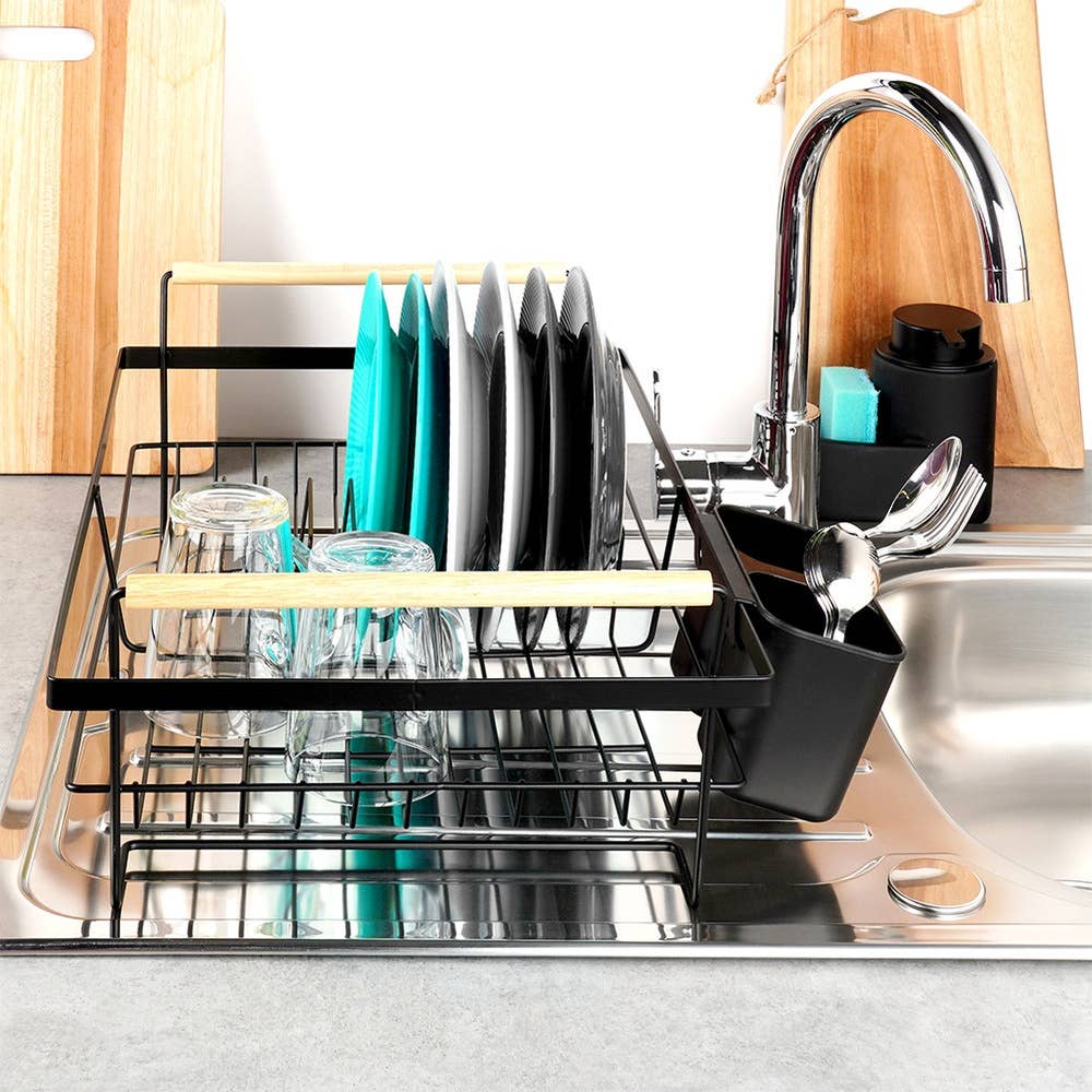 Dish Drainer Rack Black 50.5x33x18 cm 229189