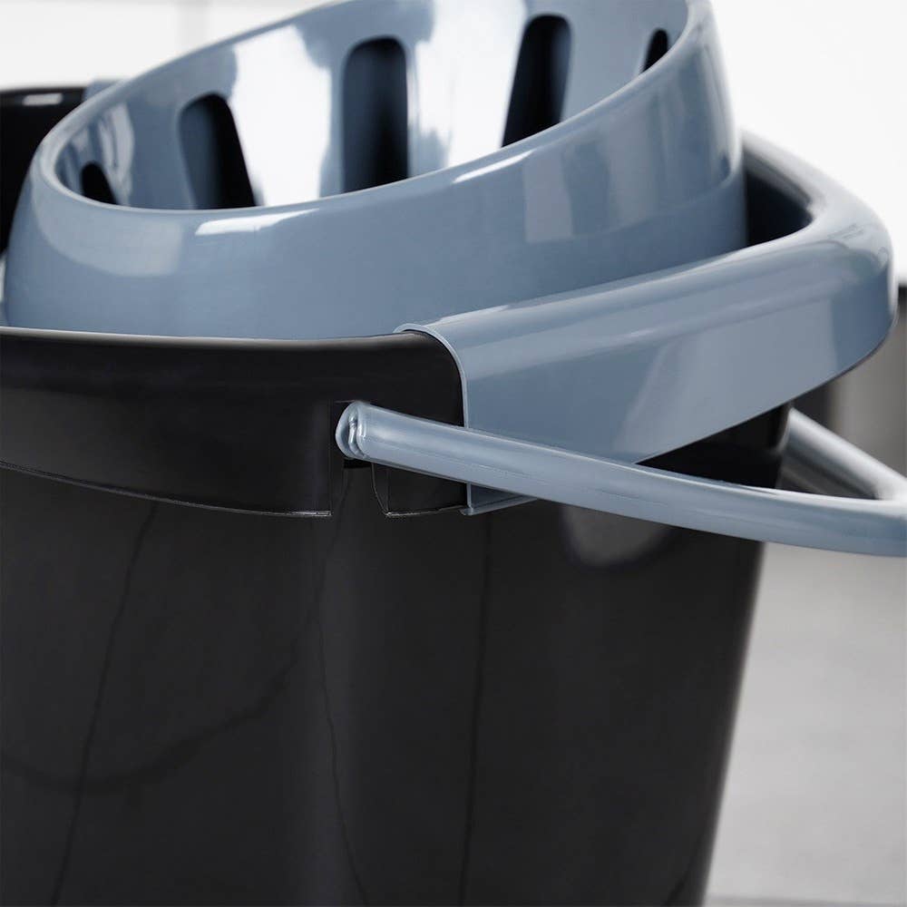 Mop Bucket with Squeezer Plastic Black 10 l 779081