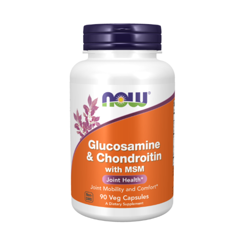 NOW Foods Glucosamine & Chondroitin with MSM Veg Capsules - Joint mobility and comfort support.