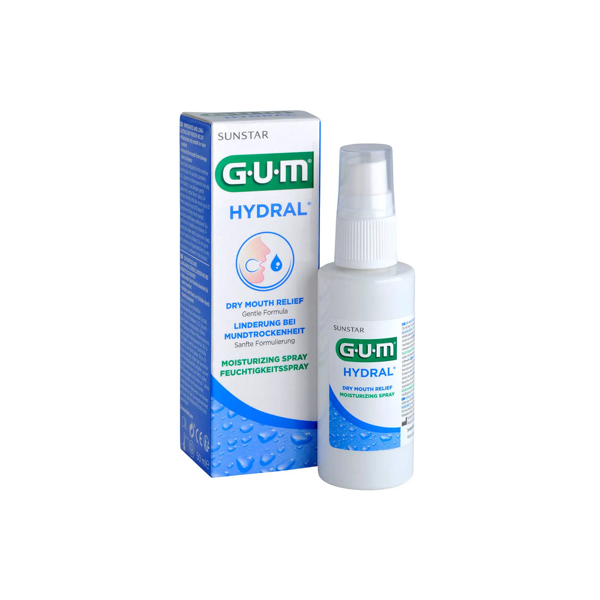 GUM Hydral Moisturizing Spray for dry mouth relief and hydration.