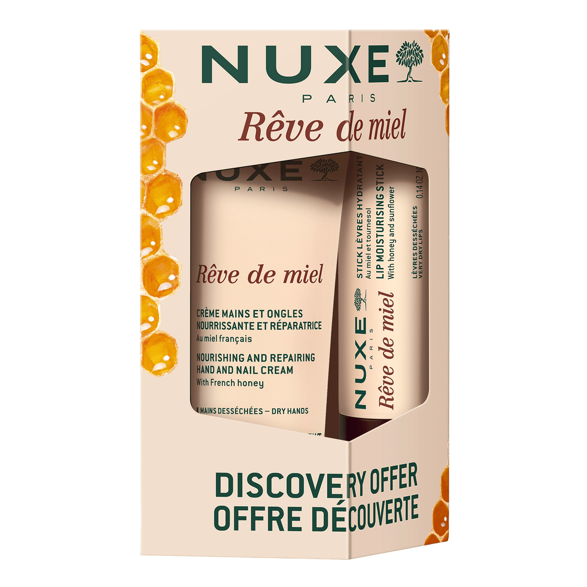NUXE Rêve De Miel Lip Moisturising Stick 4g & Hand Cream 30ml