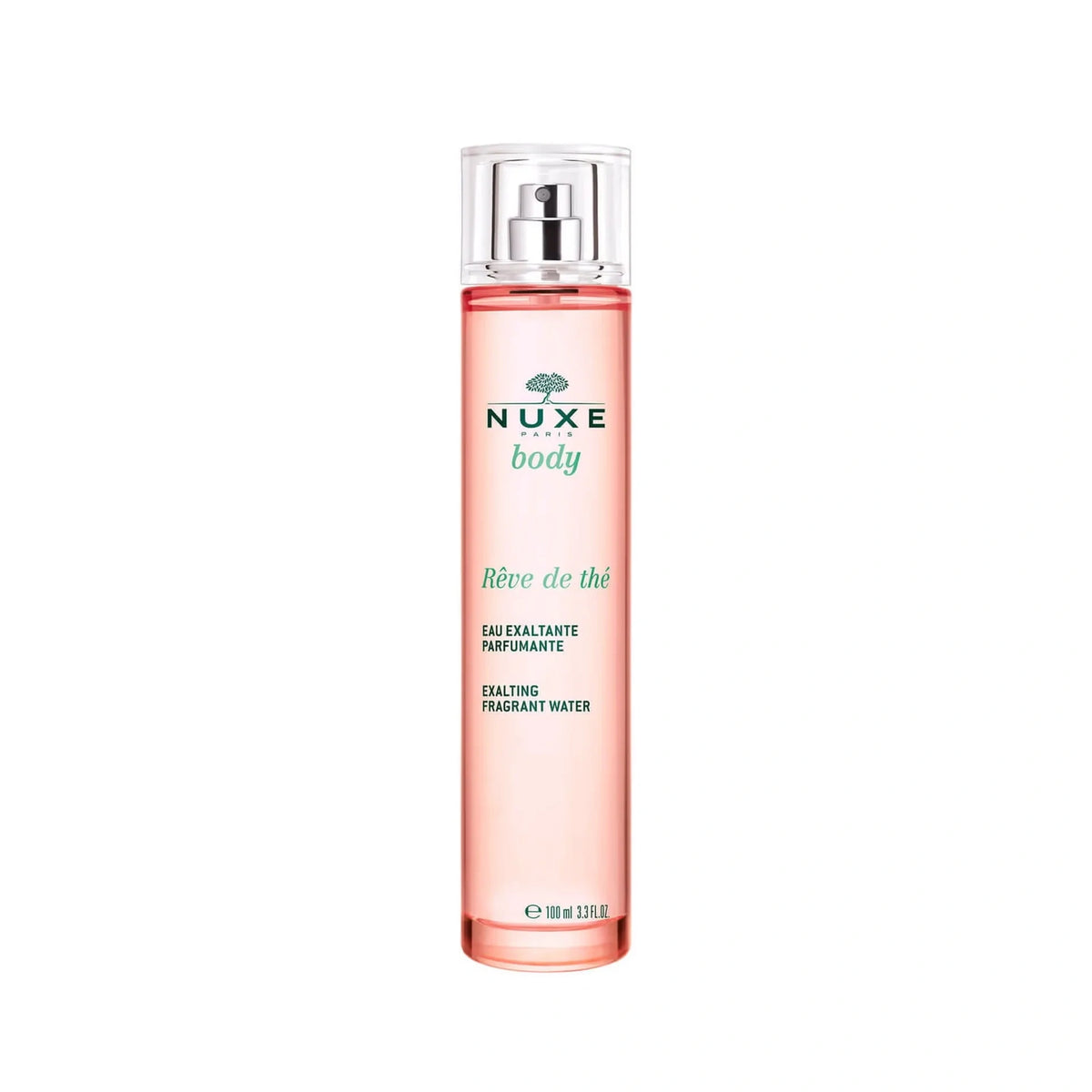 Nuxe Very Rose Exalting Fragrant Water bottle with fresh green tea and rose-inspired scent.